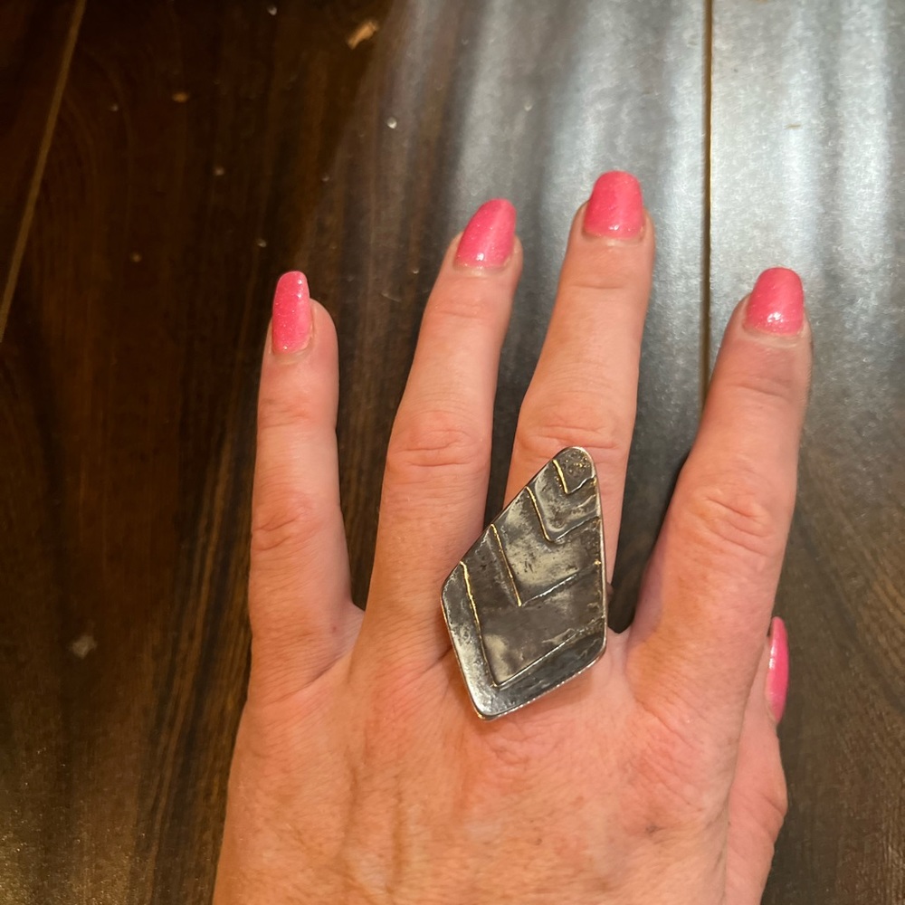 Silver Leaf Chunky Ring - image 1